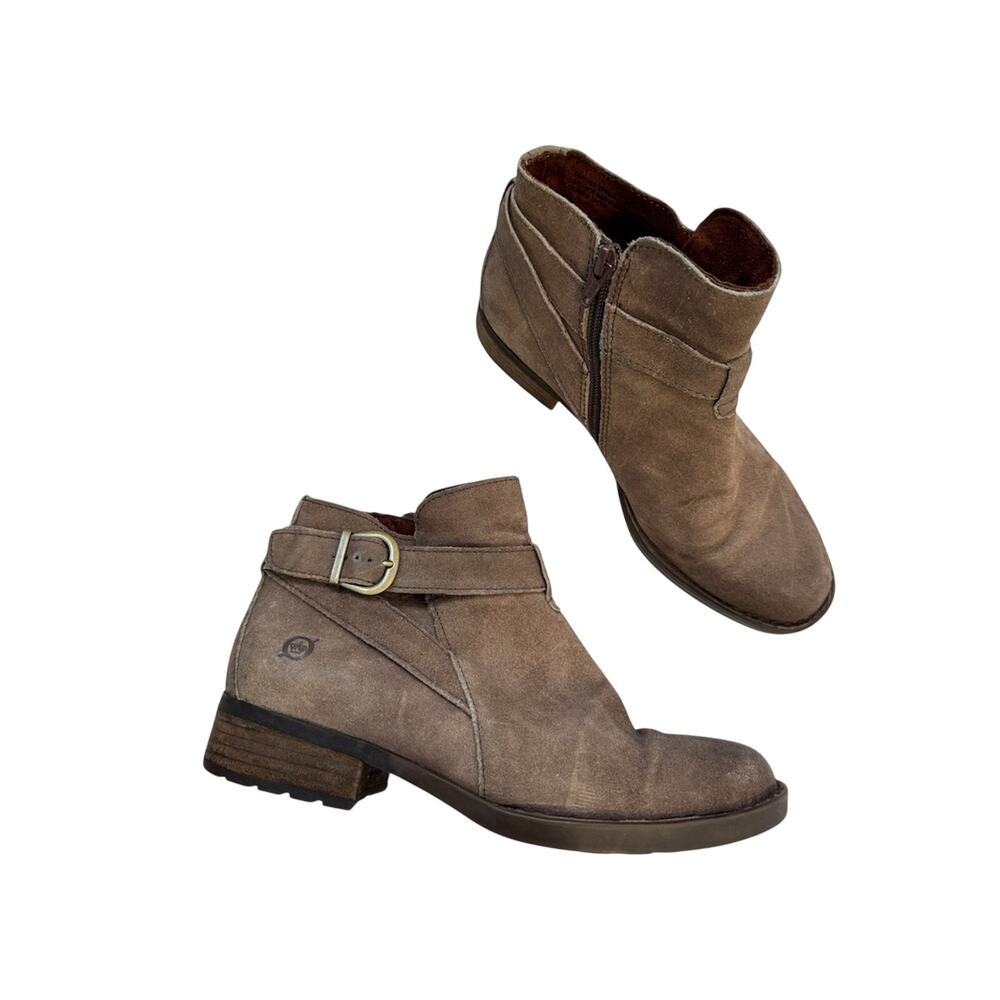 Born Brown Leather Distressed Ankle Boots Womens 8 Boho Fall Chunky Lug Casual